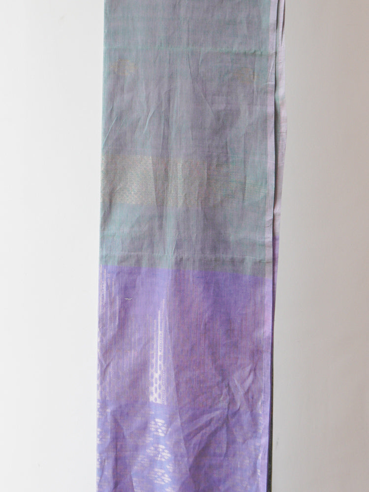 Grey & Purple Tamil Nadu South Cotton Saree