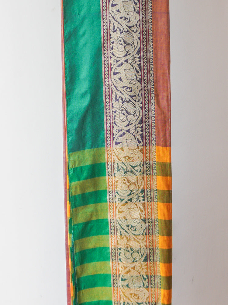 Brown Cotton Kanjeevaram Saree
