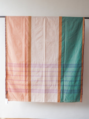 SKy blue Pink and Teal Bengal Cotton Saree