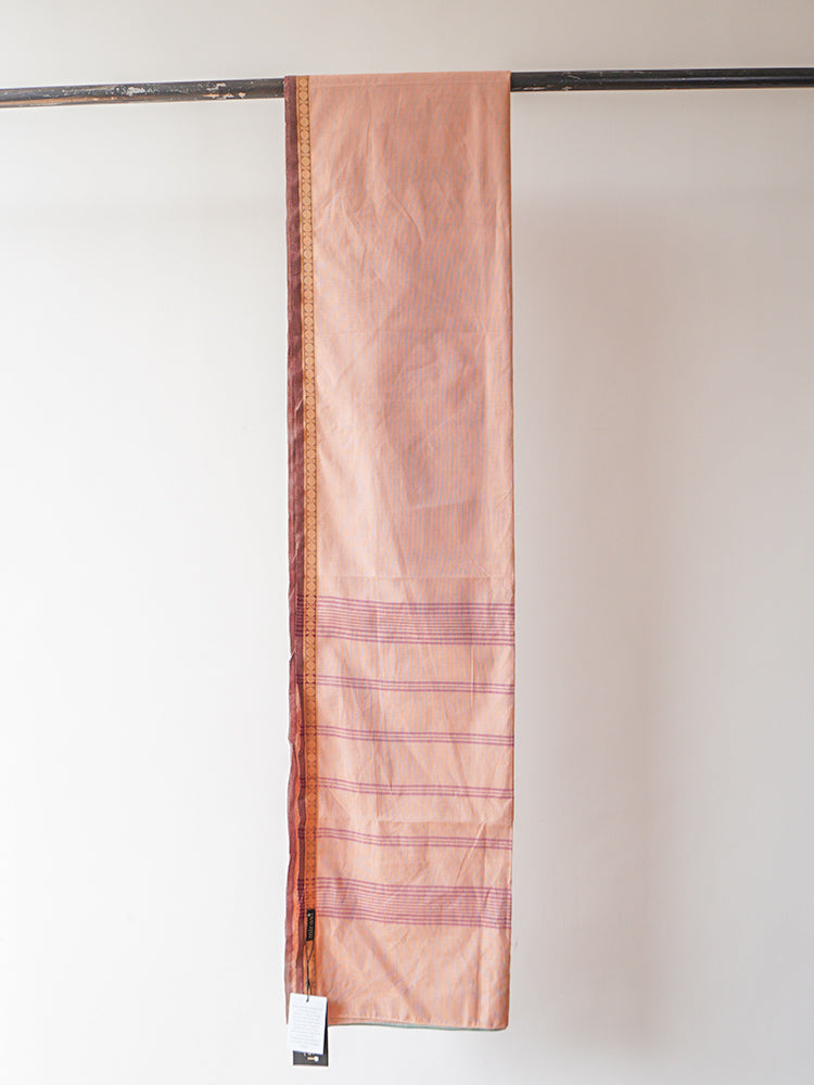 SKy blue Pink and Teal Bengal Cotton Saree