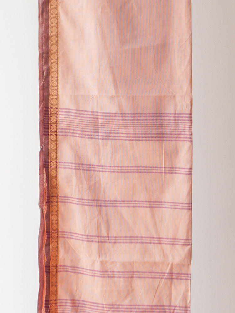 SKy blue Pink and Teal Bengal Cotton Saree