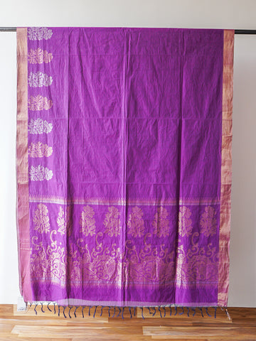 Purple Tamil Nadu South Cotton Saree