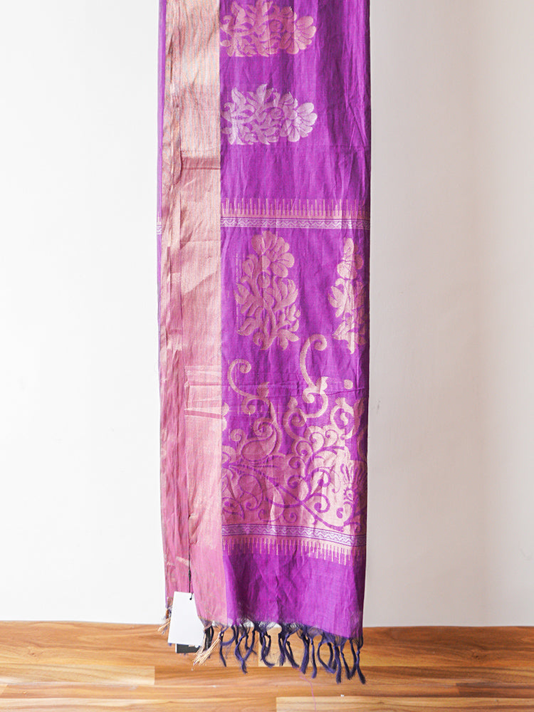 Purple Tamil Nadu South Cotton Saree