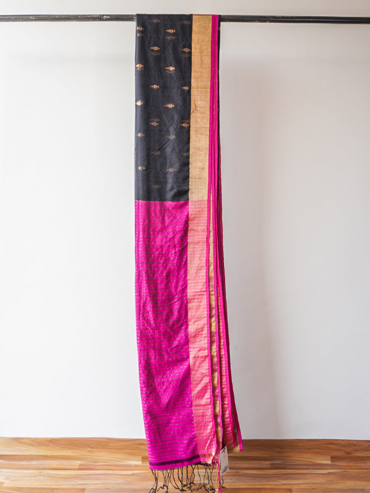 Dark Green Jamdani Zari Saree