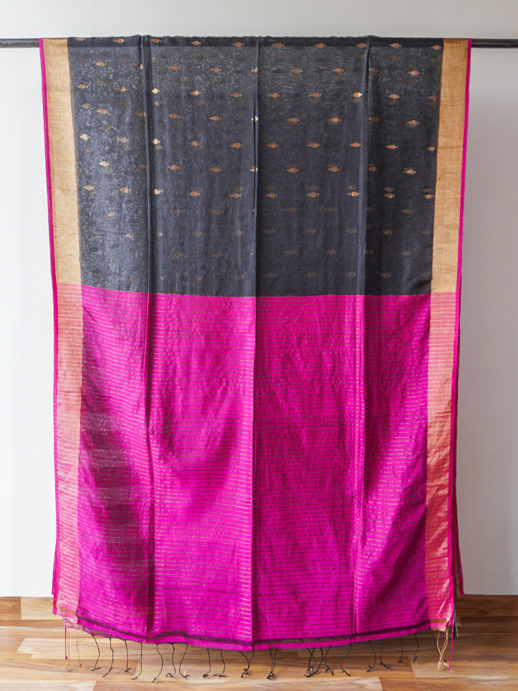 Dark Green Jamdani Zari Saree