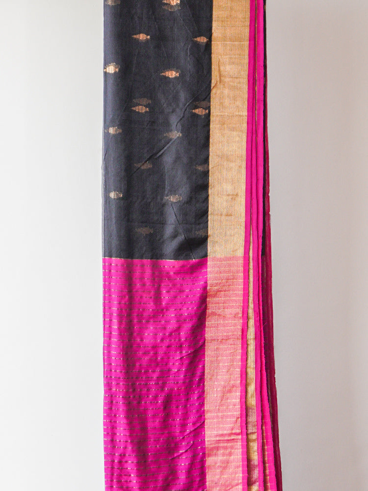 Dark Green Jamdani Zari Saree
