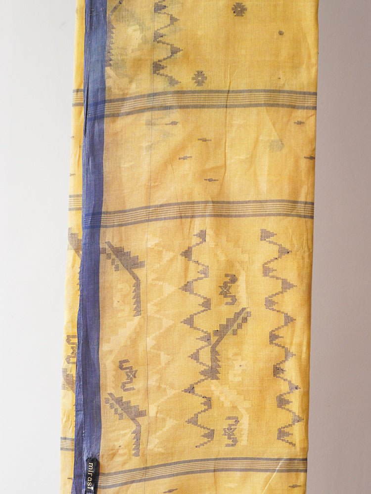 Yellow Jamdani Cotton Saree