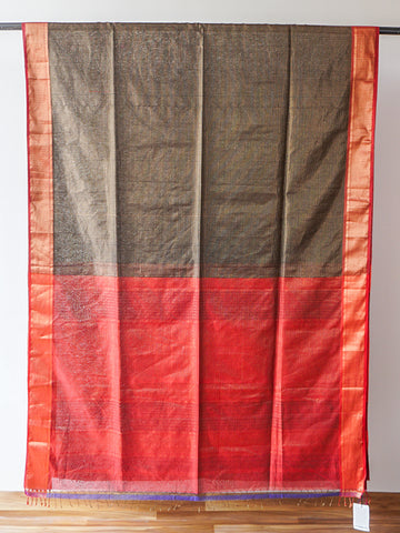 Green-Grey Maheshwari Silk Saree