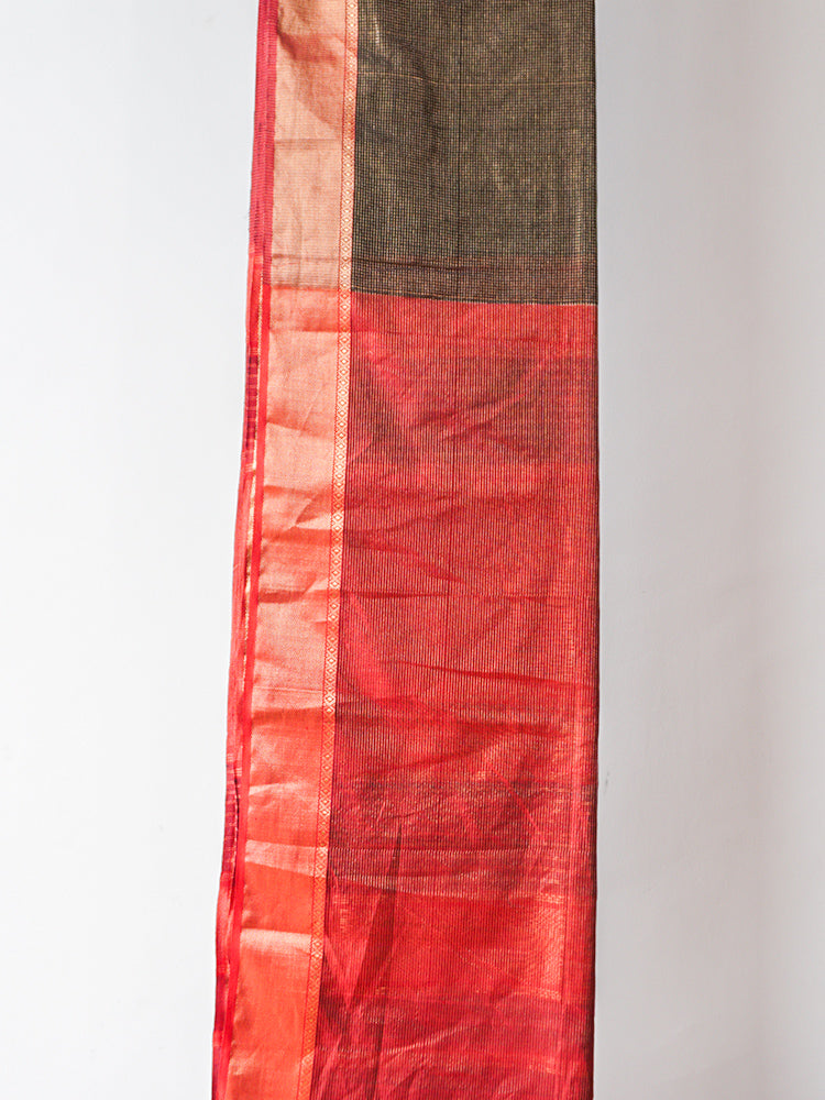 Green-Grey Maheshwari Silk Saree