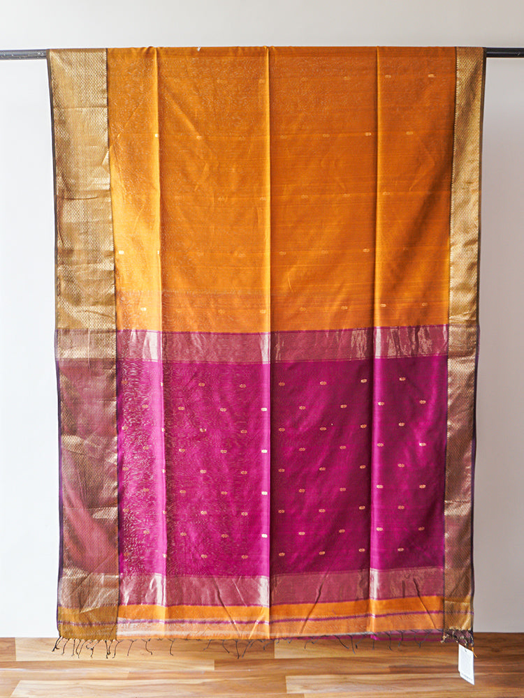Orange Maheshwari Silk Saree