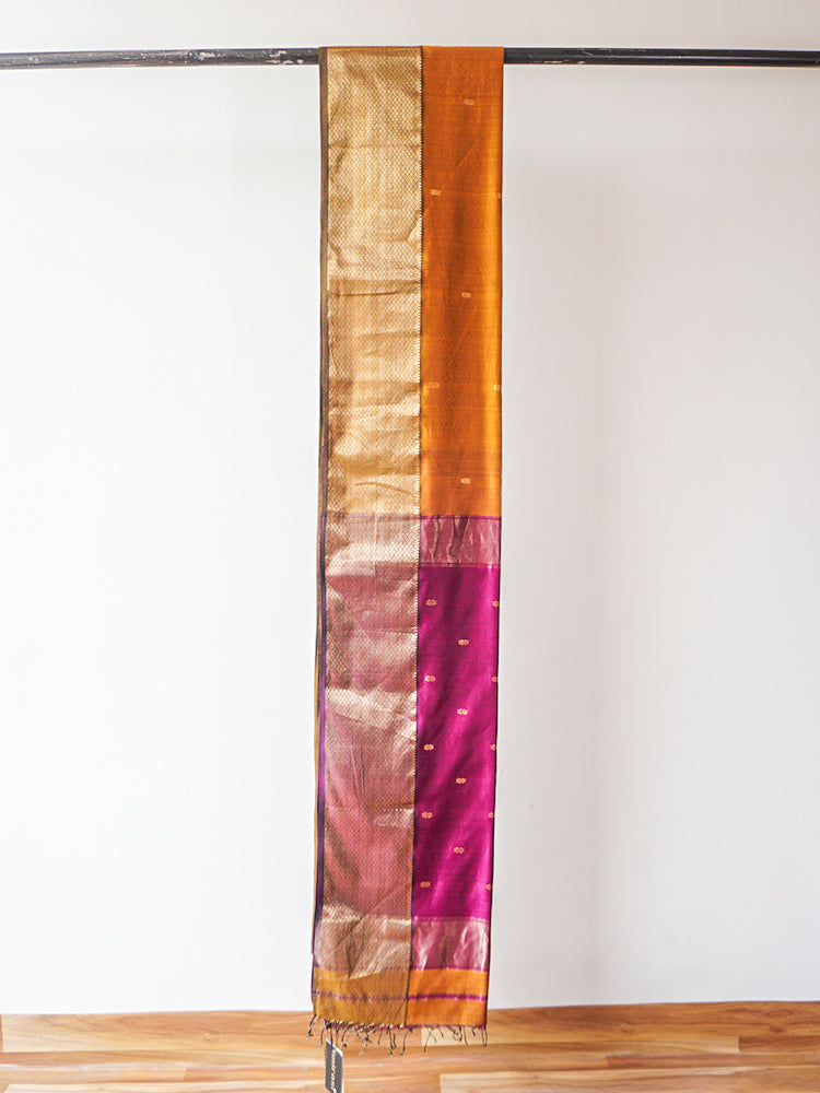Orange Maheshwari Silk Saree