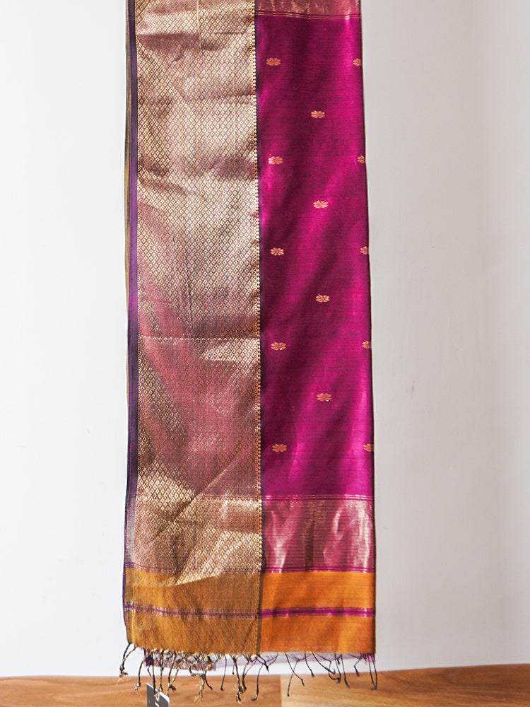 Orange Maheshwari Silk Saree