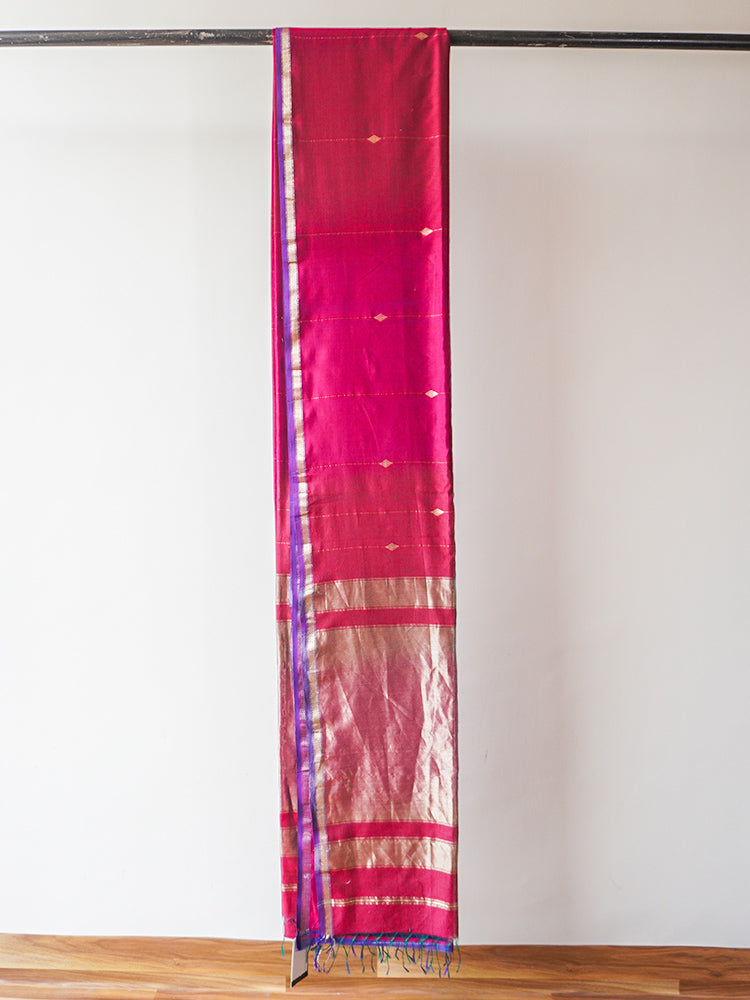 Red-Pink Maheshwari Silk Saree