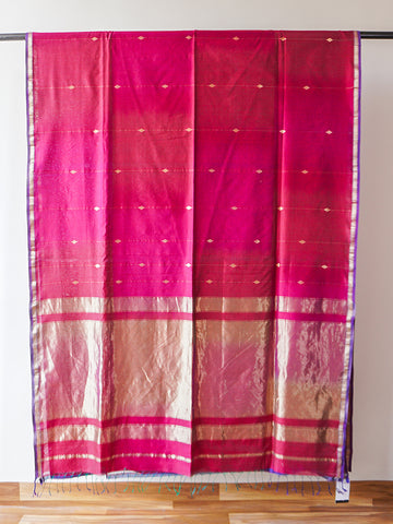 Red-Pink Maheshwari Silk Saree