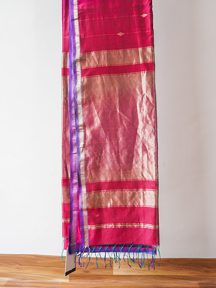Red-Pink Maheshwari Silk Saree