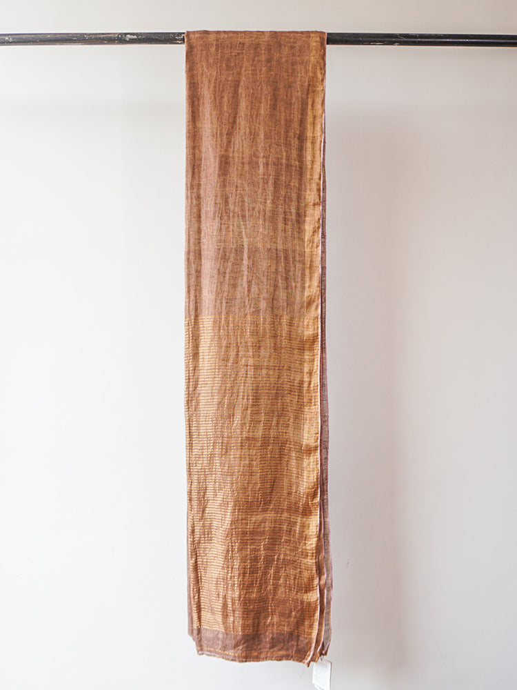 Mustard Brown Linen Saree