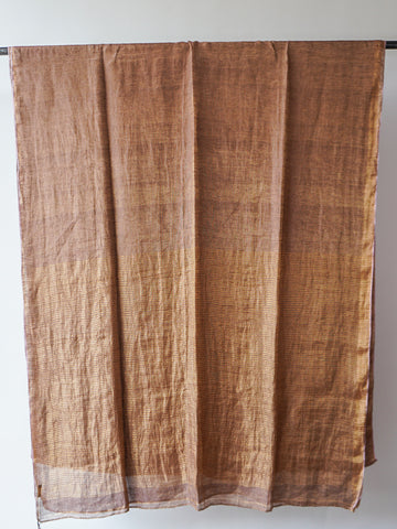 Mustard Brown Linen Saree