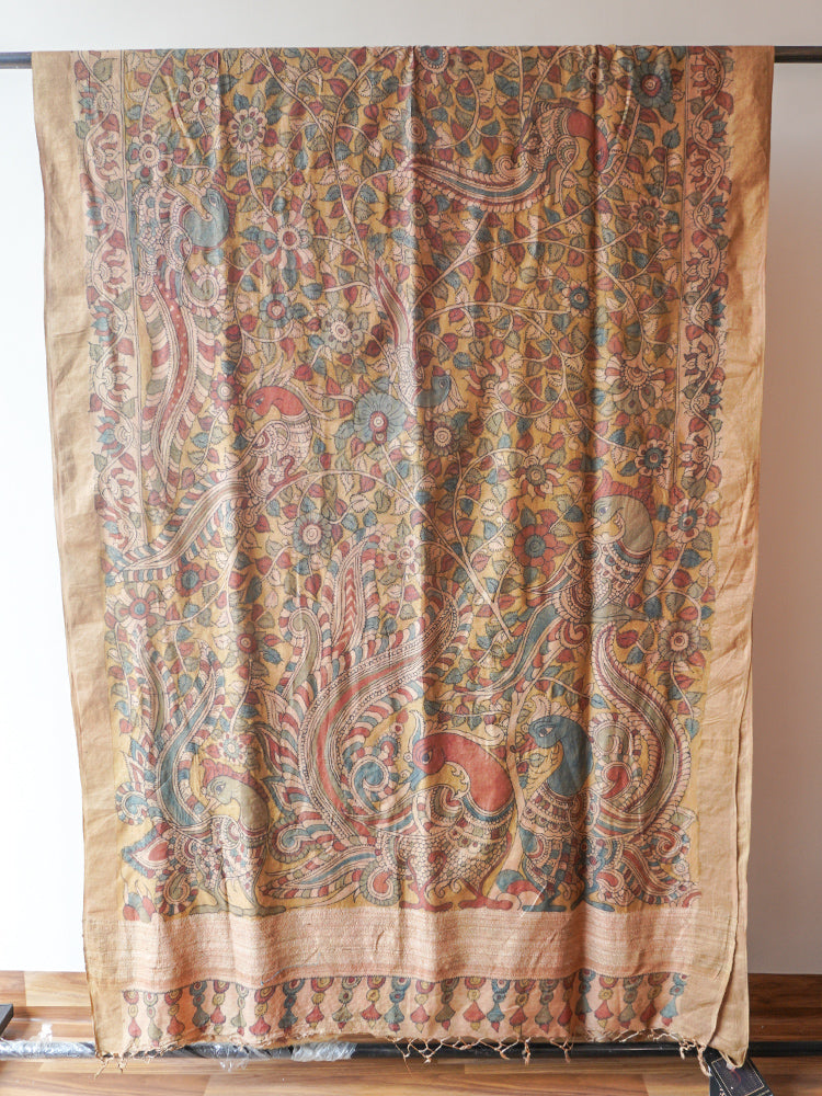 Multicolour Kalamkari Tussar Saree