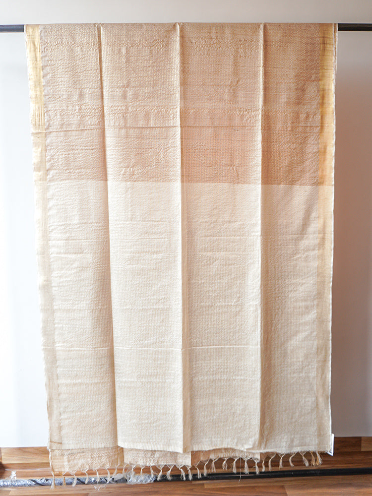 Beige Kosa Silk Saree