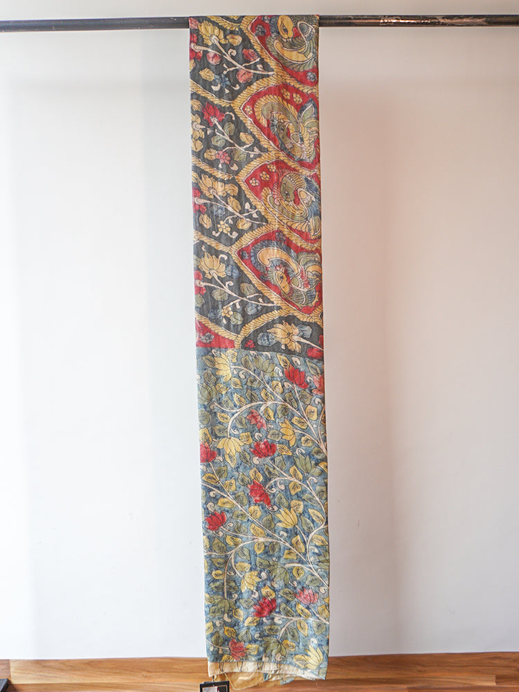 Multicolour Kalamkari Tussar Silk  Saree