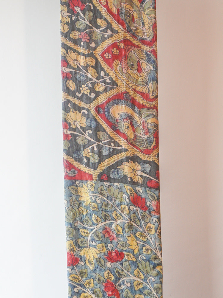 Multicolour Kalamkari Tussar Silk  Saree