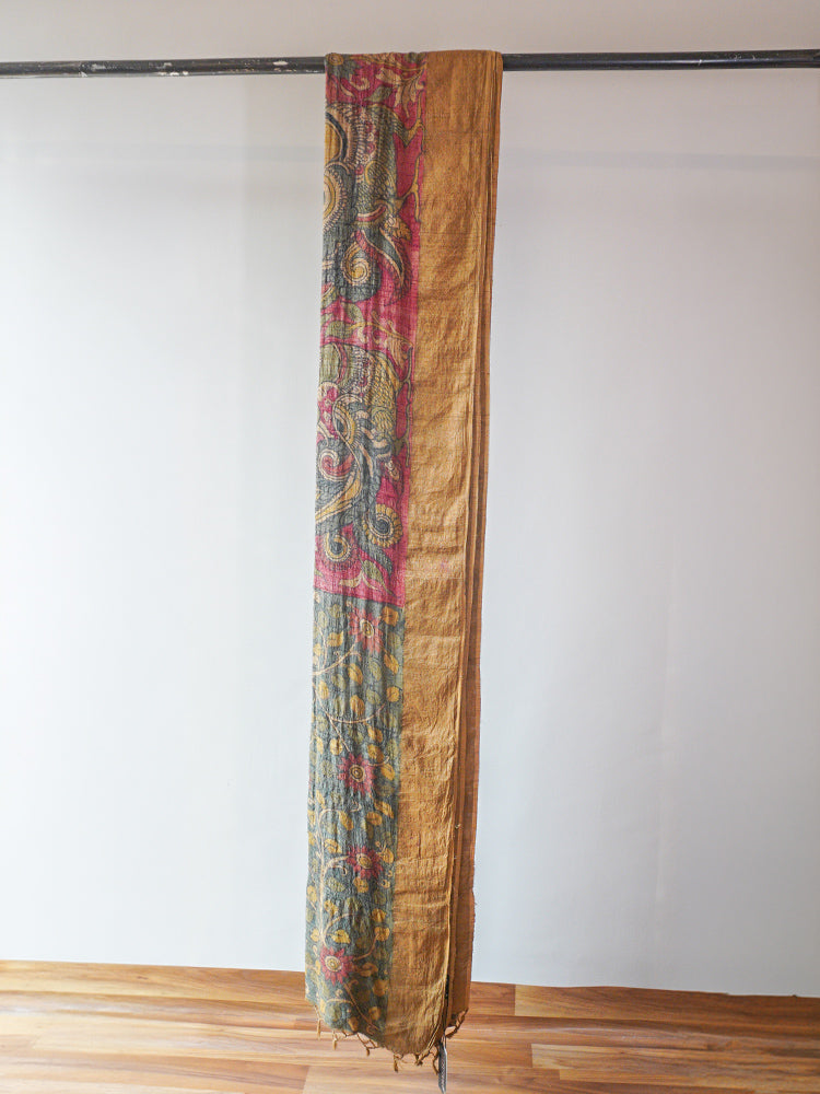 Multicolour Kalamkari  Tussar Silk Saree