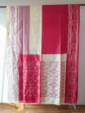 Red & White Odisha Ikat Silk Saree