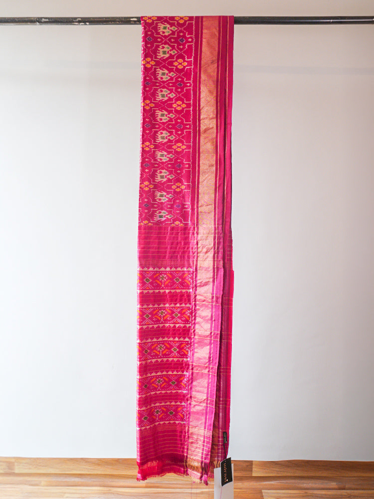 Pink Pochampally Ikat Silk Saree