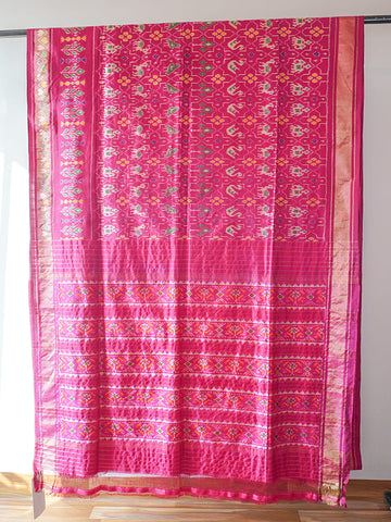 Pink Pochampally Ikat Silk Saree