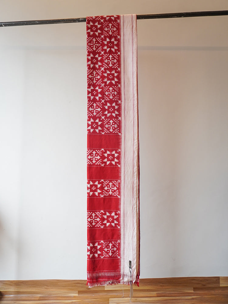 Red Double Ikat Cotton Saree