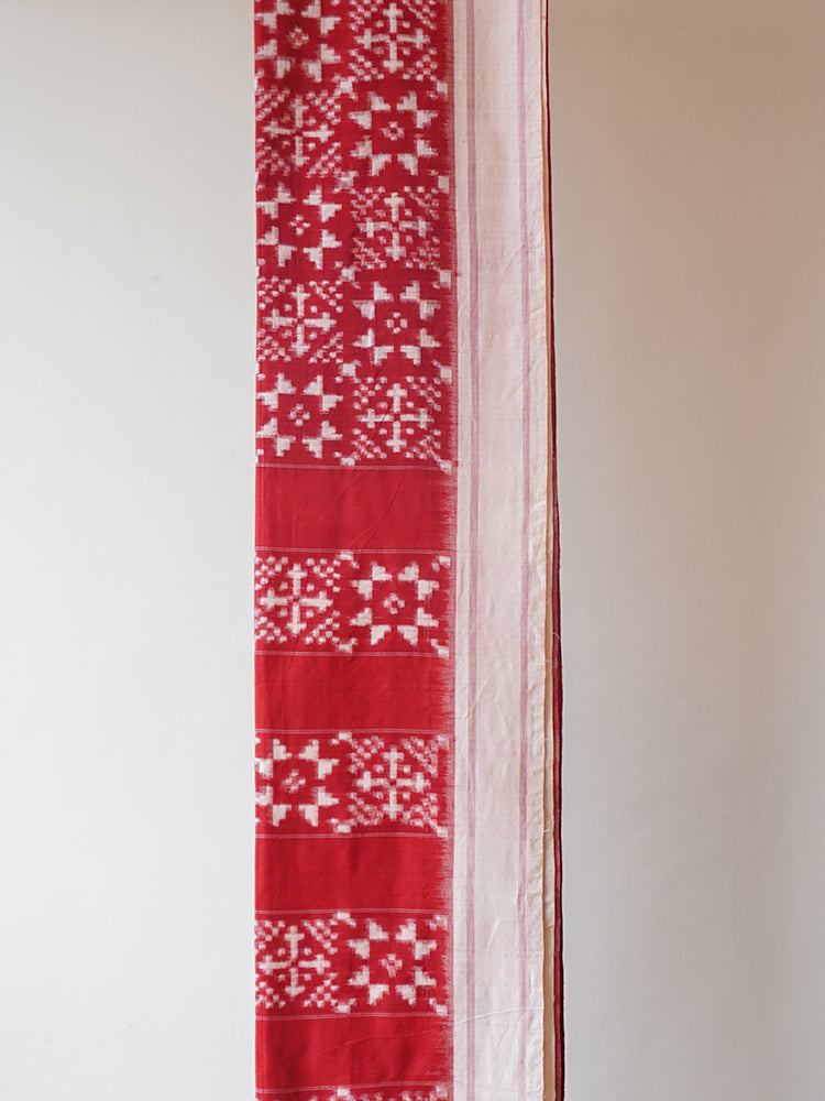 Red Double Ikat Cotton Saree
