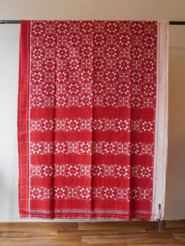 Red Double Ikat Cotton Saree