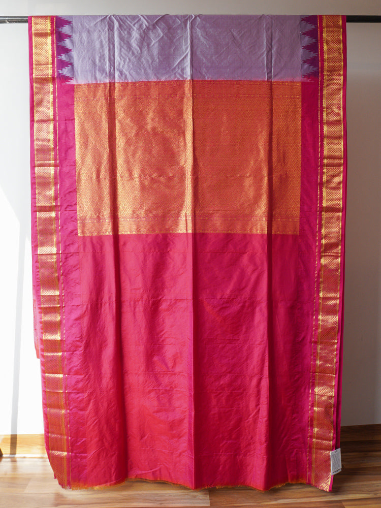 Deep Pink and Mauve Ilkal Silk Saree