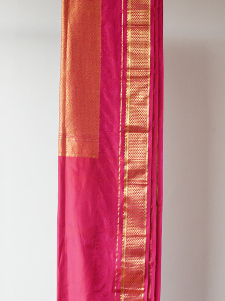 Deep Pink and Mauve Ilkal Silk Saree