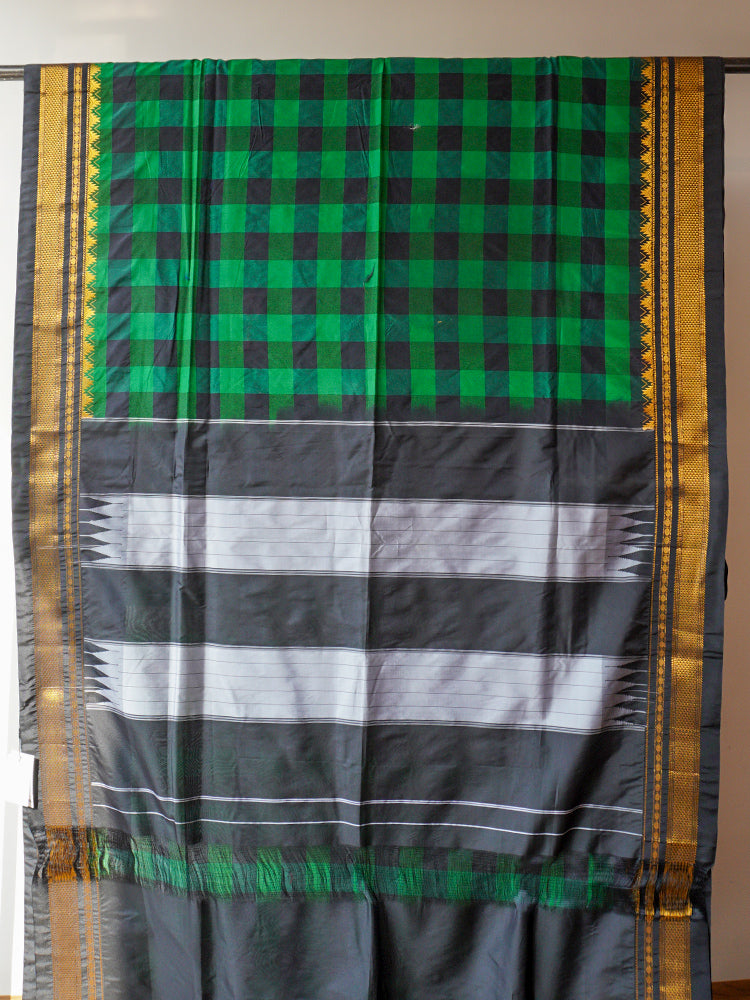 Green And Black Ilkal Silk Saree
