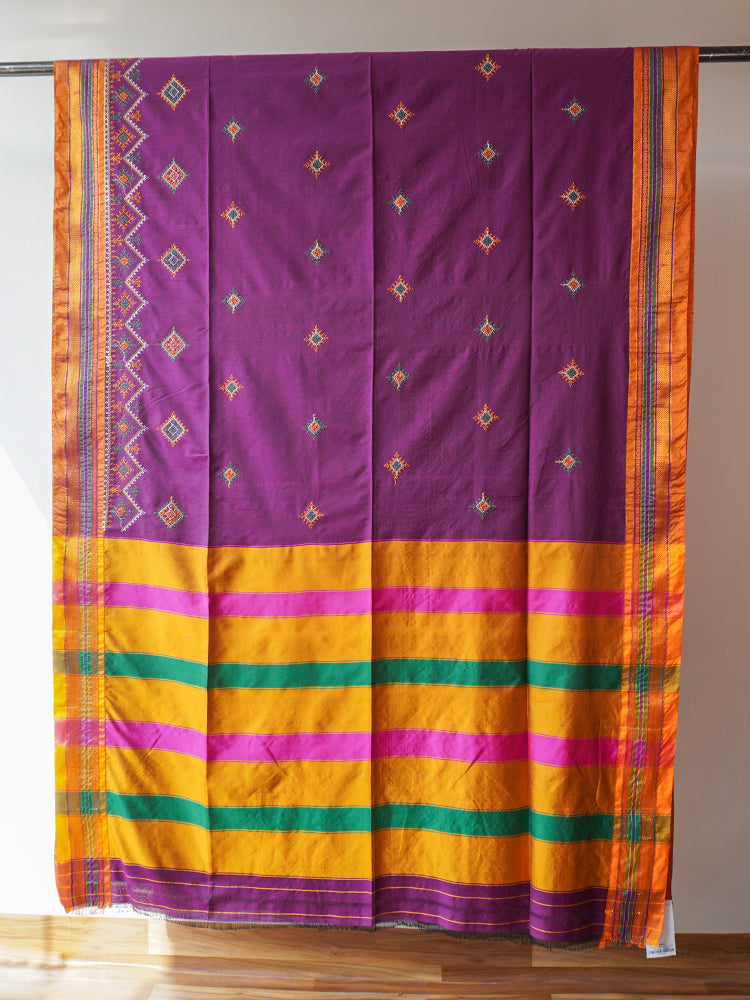 Deep Purple Kasuti Embroidery Saree