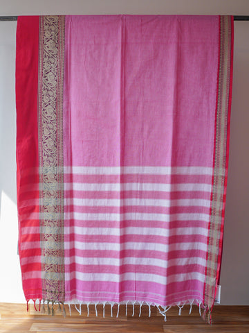 Pink Cotton Kanjeevaram Saree