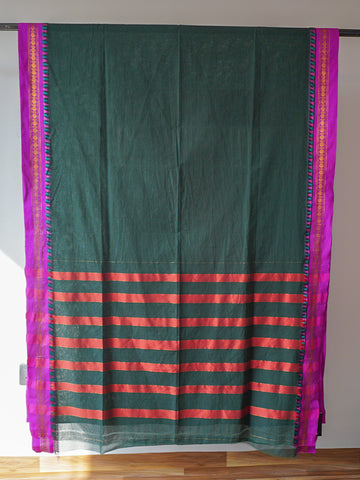 Bengal Dark Green Cotton Saree