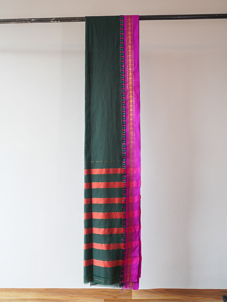 Bengal Dark Green Cotton Saree