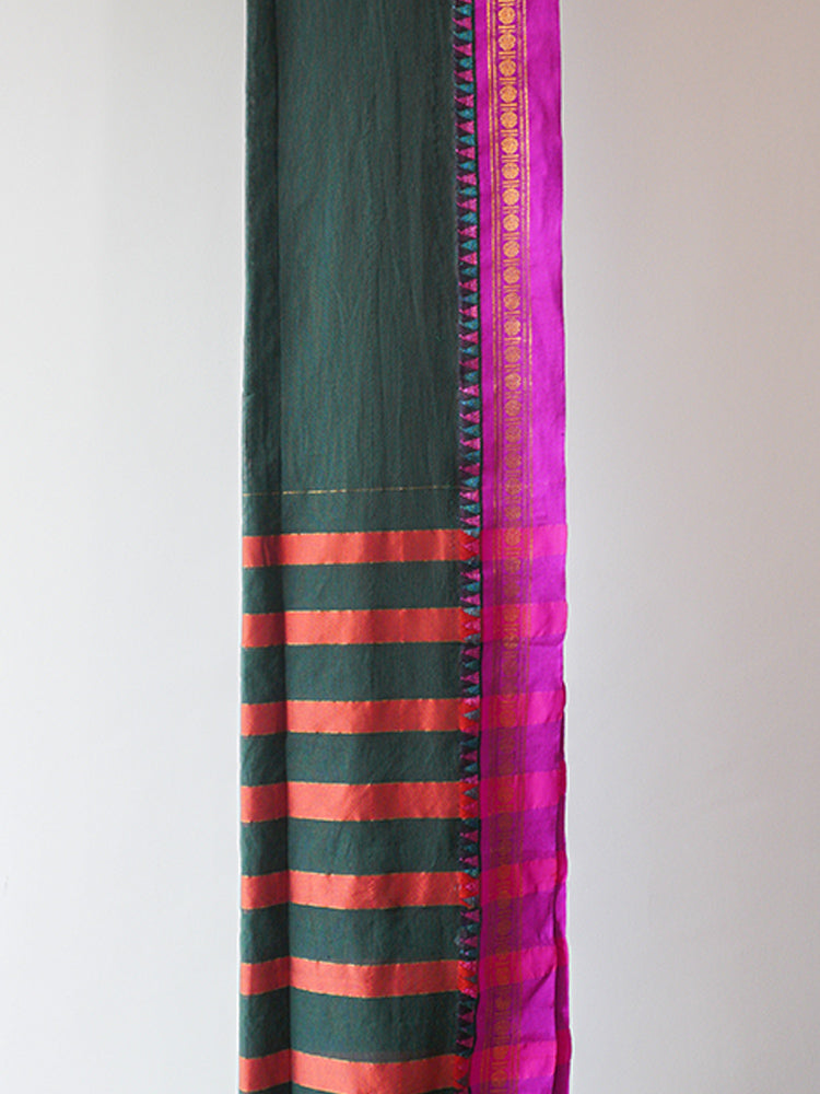 Bengal Dark Green Cotton Saree