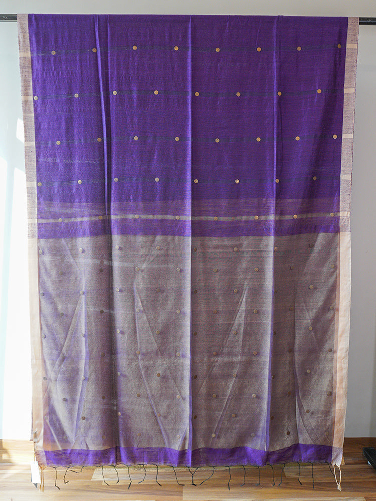 Purple Linen Sequence Saree