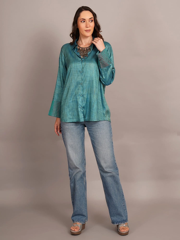 Multi Weave Shirt & Detail Kantha