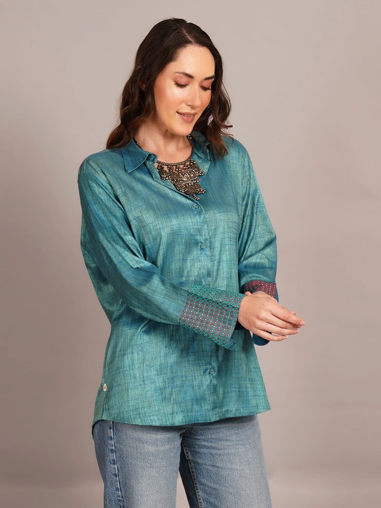 Multi Weave Shirt & Detail Kantha