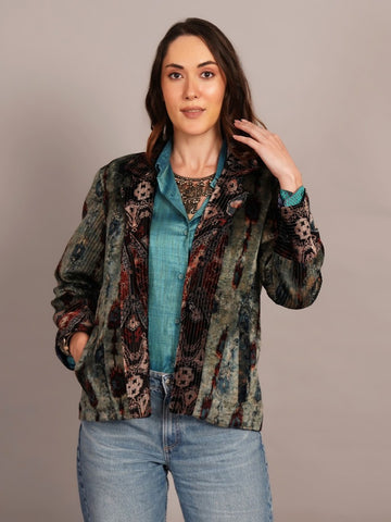 Bagru Velvet & Cotton Ikat Blazer