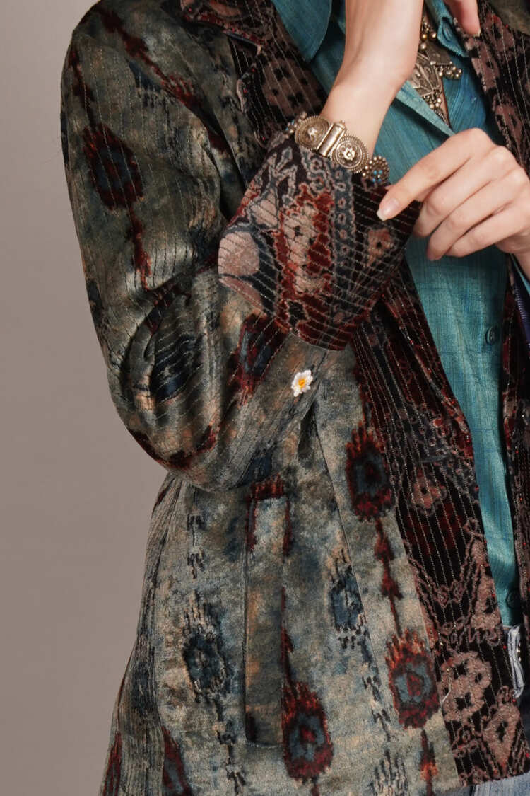Bagru Velvet & Cotton Ikat Blazer