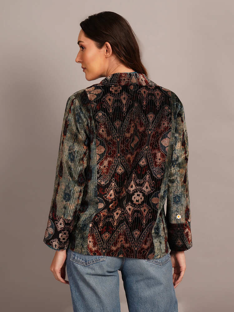 Bagru Velvet & Cotton Ikat Blazer