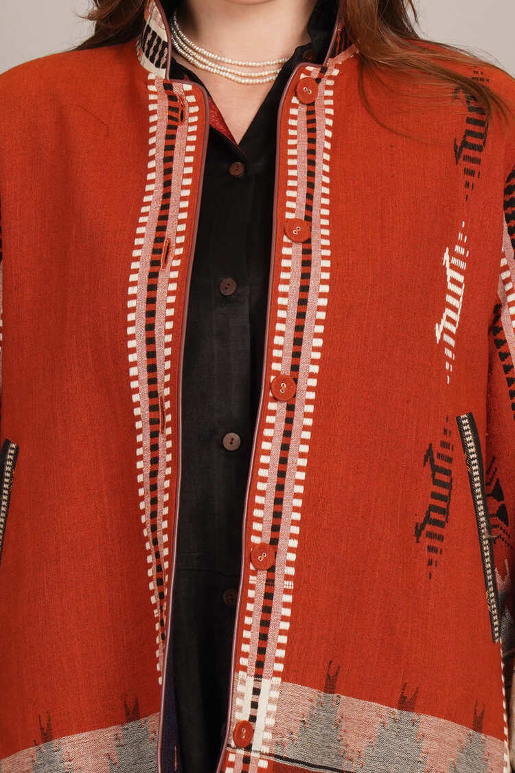 Rust Kotpad Tussar & Woollen Jacket