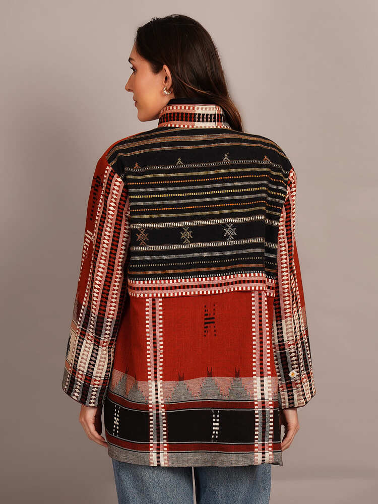 Rust Kotpad Tussar & Woollen Jacket