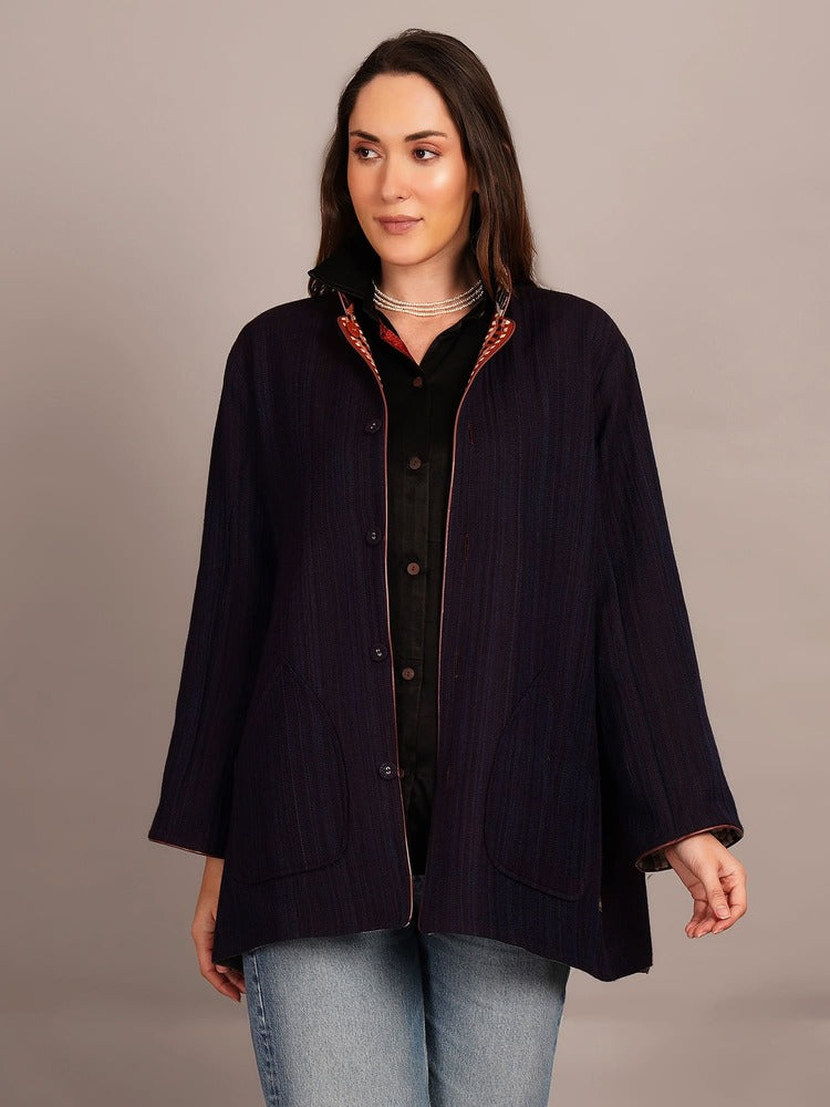Rust Kotpad Tussar & Woollen Jacket