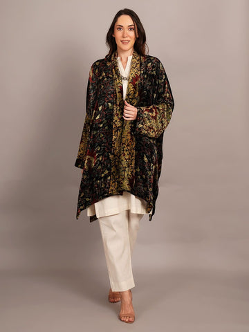 Green Bagru Velvet Cape